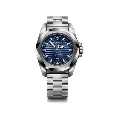 Victorinox I.N.O.X. Auto 41mm, silver stainless steel case, bezel and bracelet - blue dial